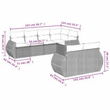 Set Divani da Giardino 7 pz con Cuscini Nero in Polyrattan