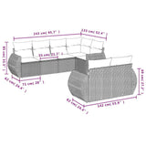 Set Divani da Giardino 7 pz con Cuscini Marrone in Polyrattan