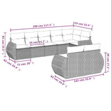 Set Divani da Giardino 8 pz con Cuscini Nero in Polyrattan