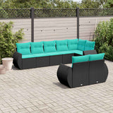 Set Divani da Giardino 8 pz con Cuscini Nero in Polyrattan