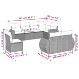 Set Divani da Giardino 8 pz con Cuscini Nero in Polyrattan