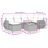 Set Divani da Giardino 7 pz con Cuscini Grigio in Polyrattan
