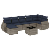 Set Divani da Giardino 8 pz con Cuscini Grigio in Polyrattan