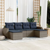 Set Divani da Giardino 6 pz con Cuscini Grigio in Polyrattan