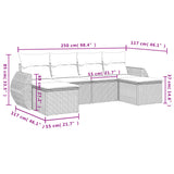 Set Divani da Giardino 6 pz con Cuscini Marrone in Polyrattan