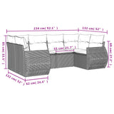 Set Divani da Giardino 6 pz con Cuscini Nero in Polyrattan