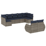Set Divani da Giardino 9 pz con Cuscini Grigio in Polyrattan