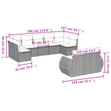 Set Divani da Giardino 9 pz con Cuscini Grigio in Polyrattan
