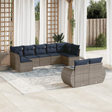 Set Divani da Giardino 9 pz con Cuscini Grigio in Polyrattan