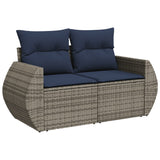 Set Divani da Giardino 11 pz con Cuscini Grigio in Polyrattan