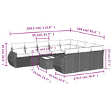 Set Divani da Giardino 11 pz con Cuscini Grigio in Polyrattan