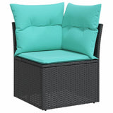 Set Divani da Giardino 4 pz con Cuscini Nero in Polyrattan