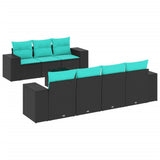 Set Divani da Giardino 8 pz con Cuscini Nero in Polyrattan
