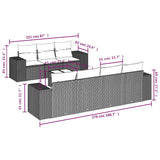 Set Divani da Giardino 8 pz con Cuscini Nero in Polyrattan