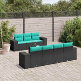 Set Divani da Giardino 8 pz con Cuscini Nero in Polyrattan