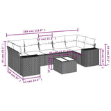 Set Divani da Giardino 8 pz con Cuscini Nero in Polyrattan