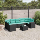 Set Divani da Giardino 8 pz con Cuscini Nero in Polyrattan