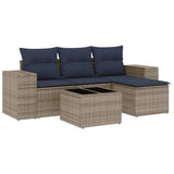 Set Divani da Giardino 5 pz con Cuscini Grigio in Polyrattan