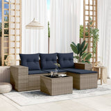 Set Divani da Giardino 5 pz con Cuscini Grigio in Polyrattan