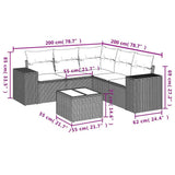 Set Divani da Giardino 6 pz con Cuscini Nero in Polyrattan