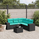 Set Divani da Giardino 6 pz con Cuscini Nero in Polyrattan