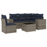 Set Divani da Giardino 6 pz con Cuscini Grigio in Polyrattan