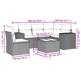 Set Divani da Giardino 6 pz con Cuscini Grigio in Polyrattan