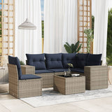 Set Divani da Giardino 6 pz con Cuscini Grigio in Polyrattan
