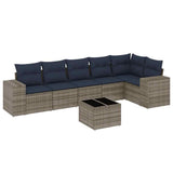 Set Divani da Giardino 7 pz con Cuscini Grigio in Polyrattan