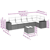 Set Divani da Giardino 7 pz con Cuscini Grigio in Polyrattan