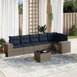 Set Divani da Giardino 7 pz con Cuscini Grigio in Polyrattan
