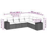 Set Divani da Giardino 6 pz con Cuscini Marrone in Polyrattan