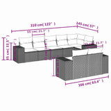 Set Divani da Giardino 8 pz con Cuscini Marrone in Polyrattan