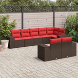 Set Divani da Giardino 8 pz con Cuscini Marrone in Polyrattan