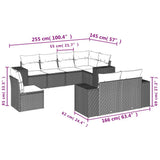Set Divani da Giardino 8 pz con Cuscini Nero in Polyrattan