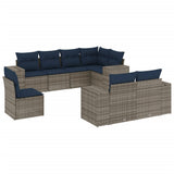 Set Divani da Giardino 8 pz con Cuscini Grigio in Polyrattan