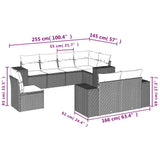 Set Divani da Giardino 8 pz con Cuscini Grigio in Polyrattan