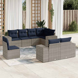 Set Divani da Giardino 8 pz con Cuscini Grigio in Polyrattan
