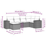 Set Divani da Giardino 6 pz con Cuscini Nero in Polyrattan