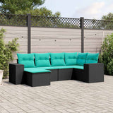 Set Divani da Giardino 6 pz con Cuscini Nero in Polyrattan