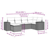 Set Divani da Giardino 6 pz con Cuscini Marrone in Polyrattan