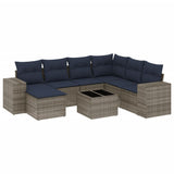 Set Divani da Giardino 8 pz con Cuscini Grigio in Polyrattan