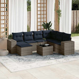 Set Divani da Giardino 8 pz con Cuscini Grigio in Polyrattan