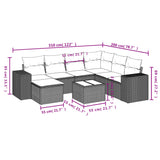 Set Divani da Giardino 8 pz con Cuscini Marrone in Polyrattan