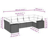 Set Divani da Giardino 7 pz con Cuscini Nero in Polyrattan
