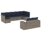 Set Divani da Giardino 9 pz con Cuscini Grigio in Polyrattan
