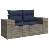 Set Divani da Giardino 9 pz con Cuscini Grigio in Polyrattan