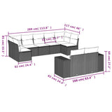 Set Divani da Giardino 9 pz con Cuscini Grigio in Polyrattan