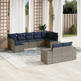 Set Divani da Giardino 9 pz con Cuscini Grigio in Polyrattan