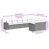 Set Divani da Giardino 9 pz con Cuscini Marrone in Polyrattan